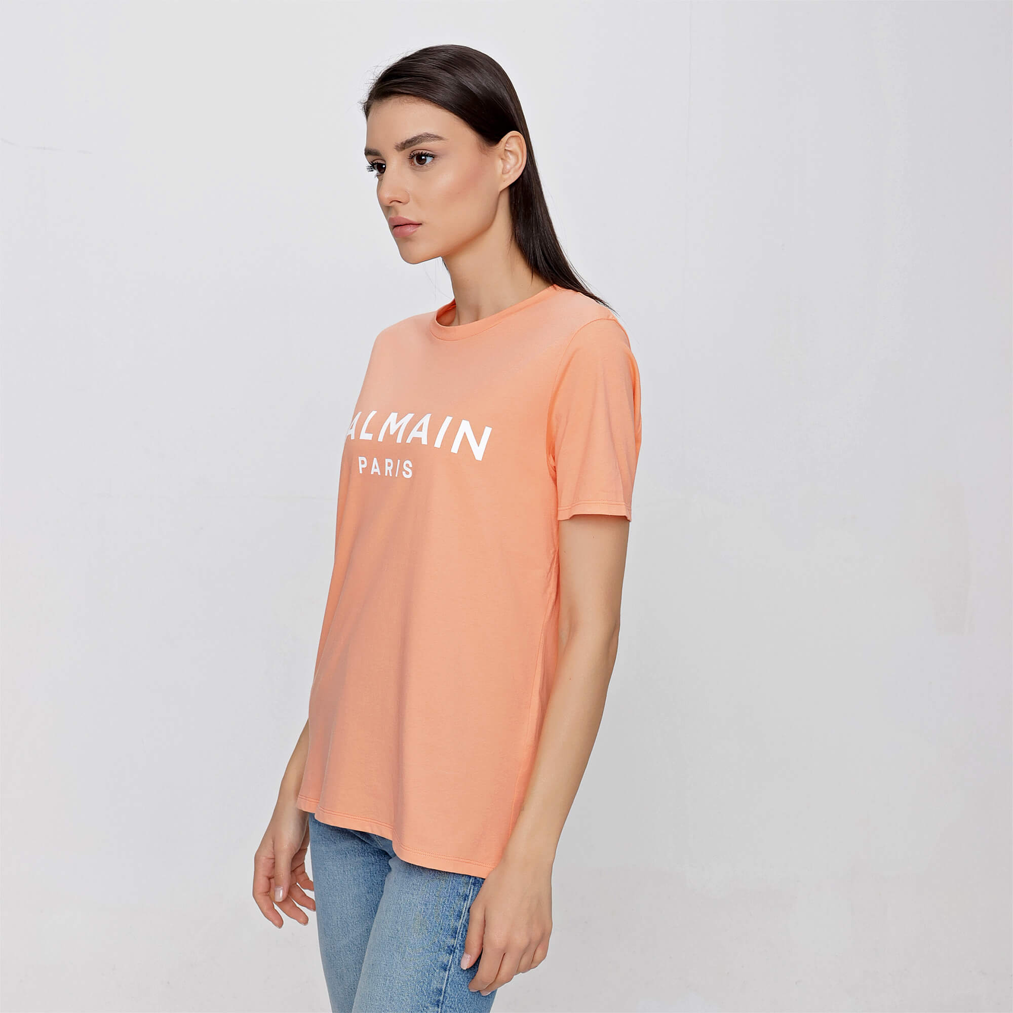 Balmain - Melon Color Balmain Logo Print T-shirt